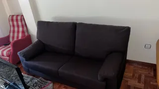 Sofá de 2 plazas tela negro y rojo