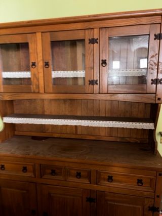 Alacena, aparador rústico de madera y cristal