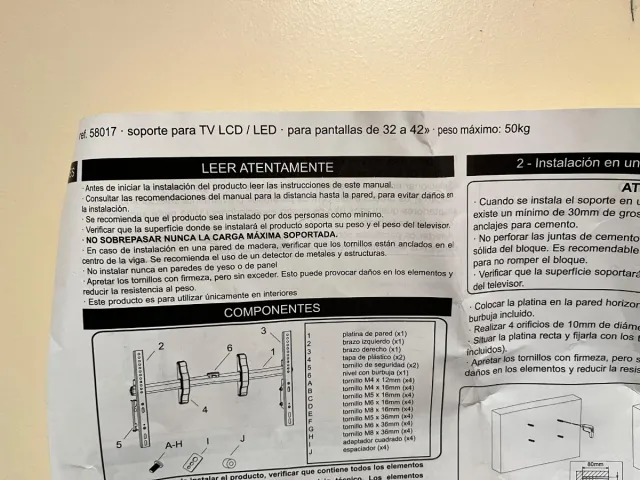 Soporte de pared para TV negro