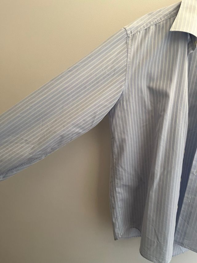 Camisa hombre de rayas celestes