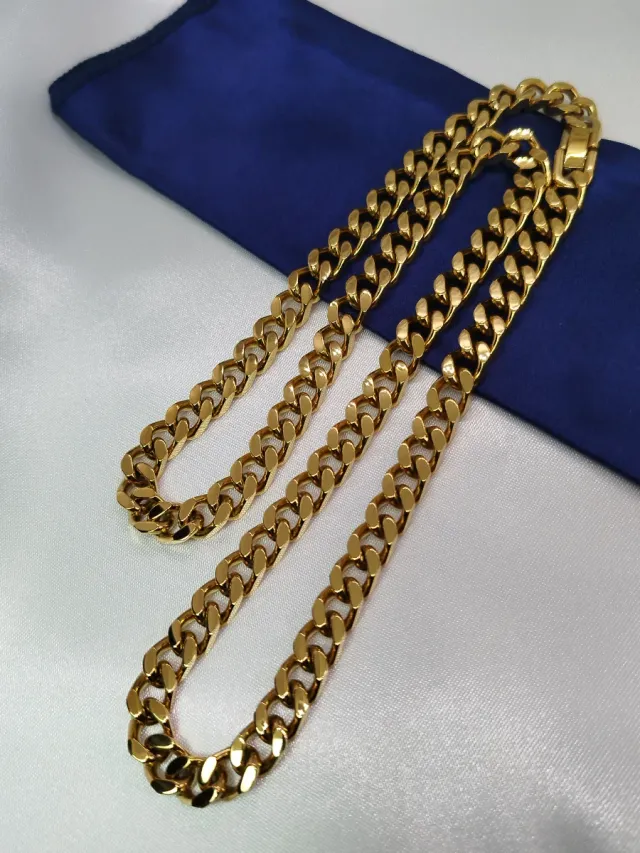 Cadena Acero Inoxidable Eslabones Dorados