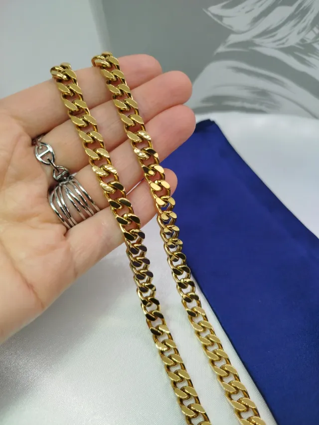 Cadena Acero Inoxidable Eslabones Dorados