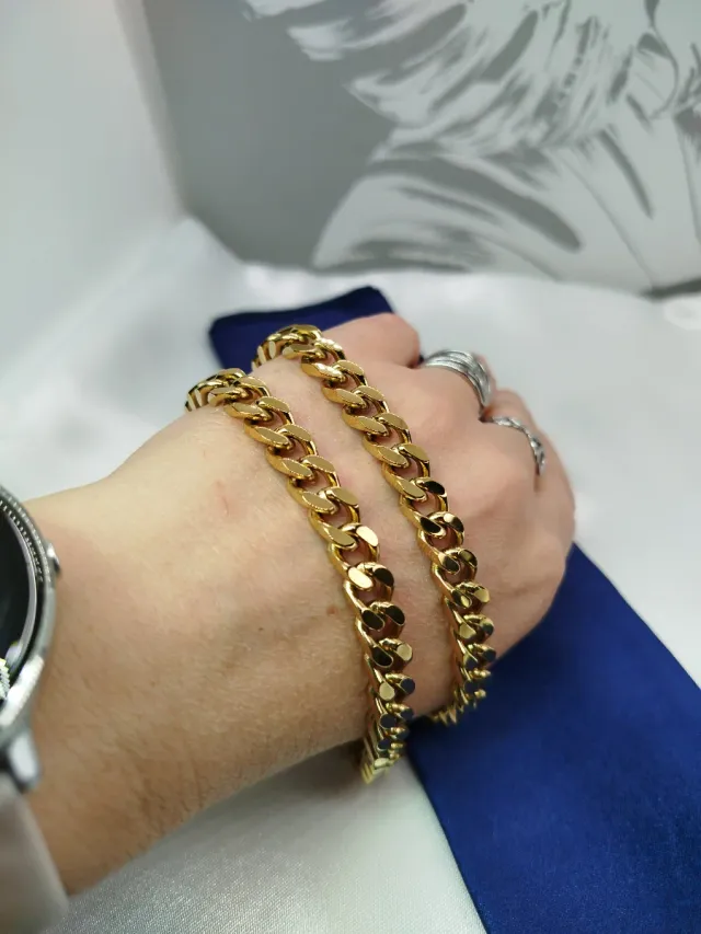 Cadena Acero Inoxidable Eslabones Dorados