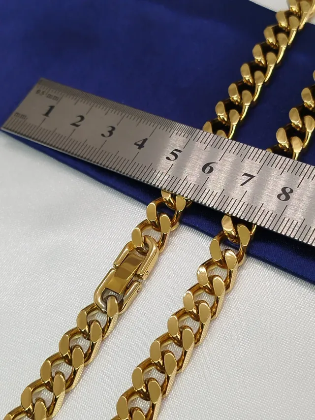 Cadena Acero Inoxidable Eslabones Dorados