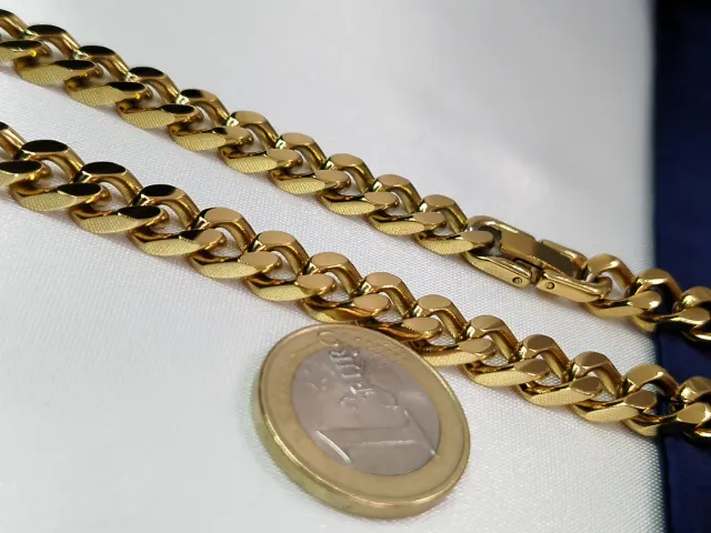 Cadena Acero Inoxidable Eslabones Dorados
