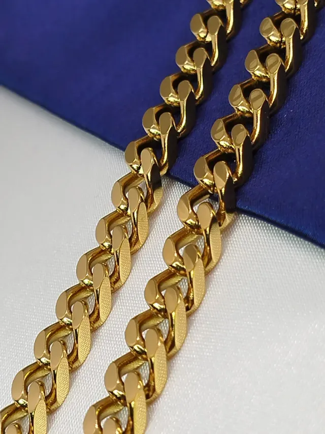 Cadena Acero Inoxidable Eslabones Dorados