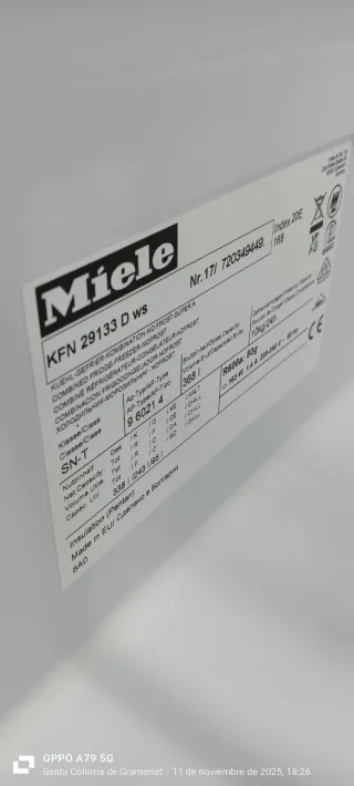 NEVERA COMBI MIELE NO FROST ENERGÍA A+