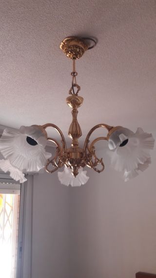 Lámpara de techo bronce y cristal