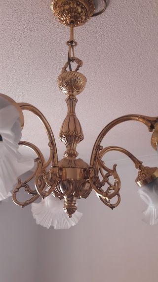 Lámpara de techo bronce y cristal