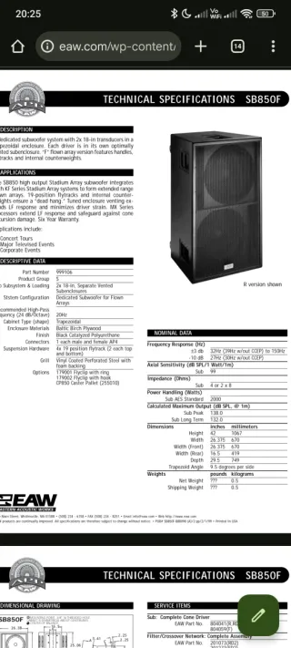 4 Cajas vacías Subwoofer EAW SB-850F