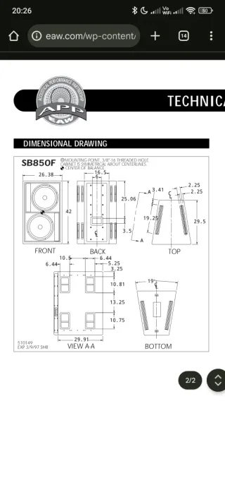 4 Cajas vacías Subwoofer EAW SB-850F