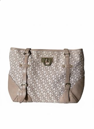 DKNY Borsa Spalla Logo Monogram Beige Pelle Y2K