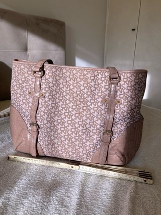 DKNY Borsa Spalla Logo Monogram Beige Pelle Y2K