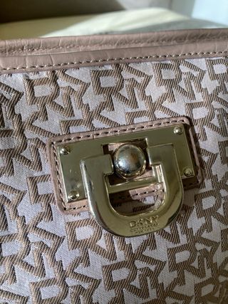 DKNY Borsa Spalla Logo Monogram Beige Pelle Y2K