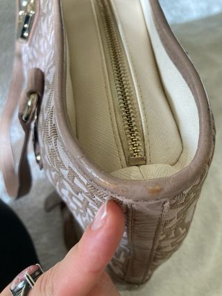 DKNY Borsa Spalla Logo Monogram Beige Pelle Y2K