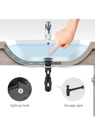 Tapón Desagüe Lavabo Ibergrif Negro Mate