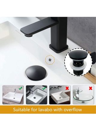 Tapón Desagüe Lavabo Ibergrif Negro Mate