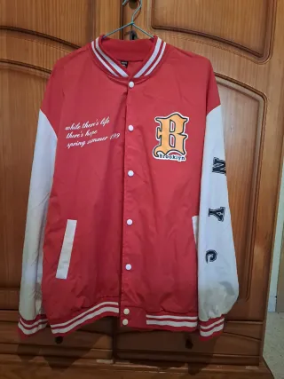 Chaqueta Béisbol Roja y Blanca Talla XXL