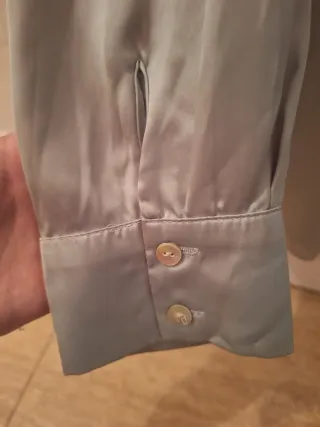 Camisa Zara seda verde Talla M de mujer