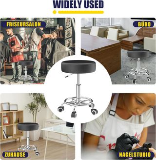 Taburete giratorio regulable en altura.