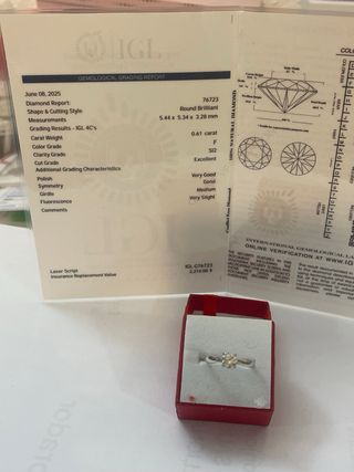 Anillo Oro 18k Diamante 0.61 Ct SI2/F