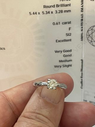 Anillo Oro 18k Diamante 0.61 Ct SI2/F