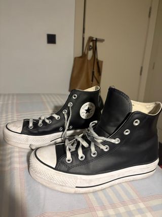 Converse All Star Piel Negra Talla 39