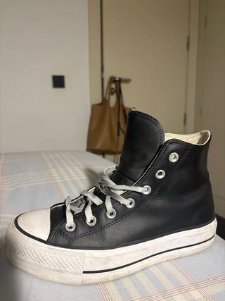 Converse All Star Piel Negra Talla 39