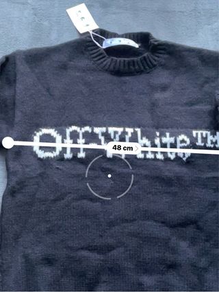 Maglione Off-White Nero Logo Bianco