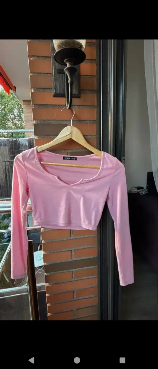 Top rosa manga larga SHEIN