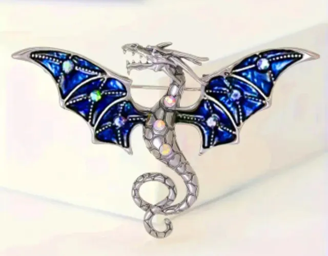 Alfinete Dragão Esmaltado com Pedras Brilhantes no