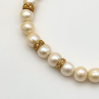 Pulsera perlas con oro 18kt y diamantes