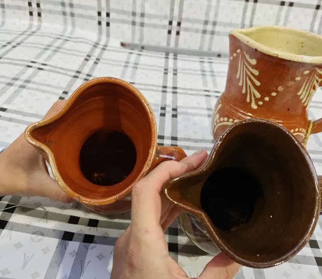 3 Jarras de barro decoradas