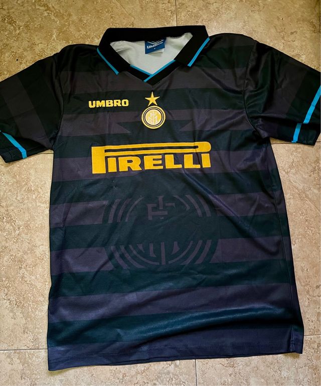 Camiseta Retro Inter Umbro Negra y Turquesa