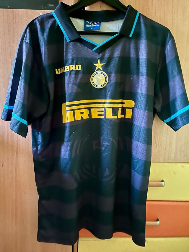 Camiseta Retro Inter Umbro Negra y Turquesa