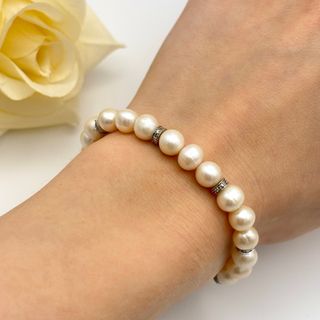 Pulsera de perlas con oro 18kt y diamantes