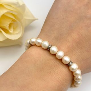 Pulsera de perlas con oro 18kt y diamantes