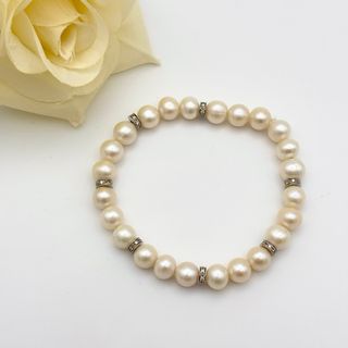 Pulsera de perlas con oro 18kt y diamantes