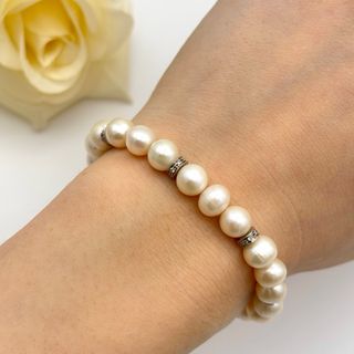 Pulsera de perlas con oro 18kt y diamantes