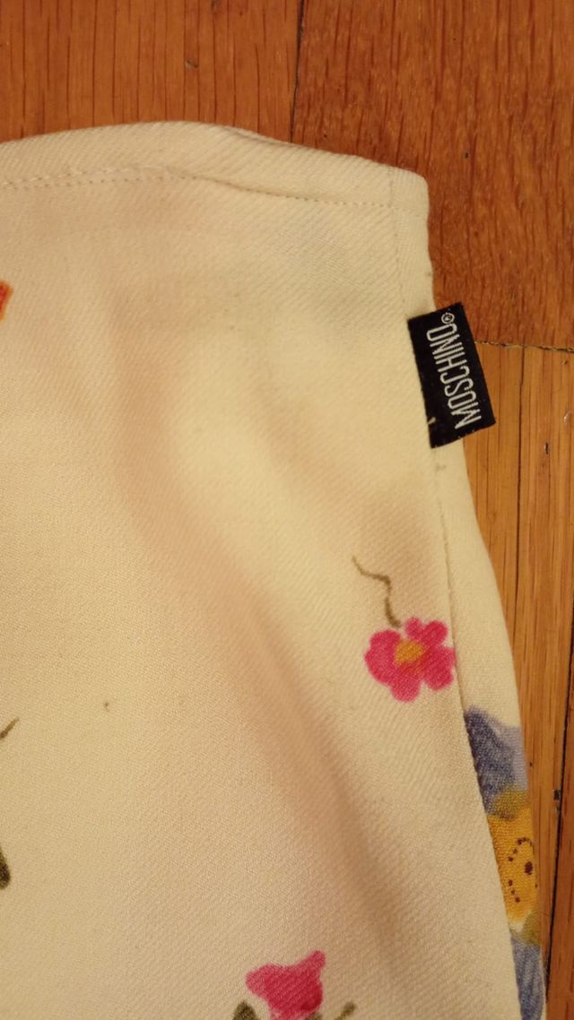 Falda beige con estampado floral Vintage