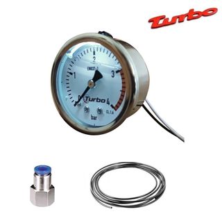 KIT MANOMETRO LED BLANCO RELOJ TURBO 52mm 4 bar