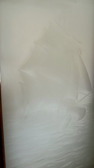 Porta madeira con vidreira galeón