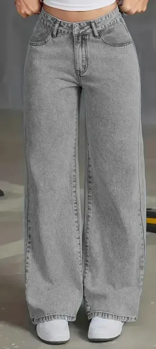 Pantalón vaquero ancho gris