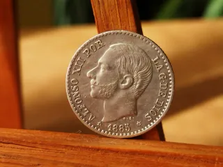 Moneda Plata 50 céntimos 1885 *8*6 Alfonso XII