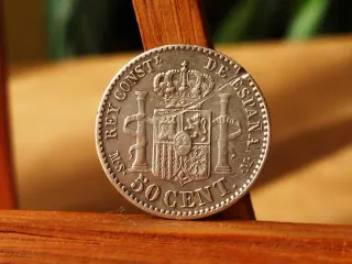 Moneda Plata 50 céntimos 1885 *8*6 Alfonso XII