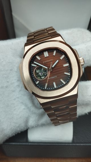 Reloj Seiko Mod Nautilus Marrón Chocolate Oro Rosa