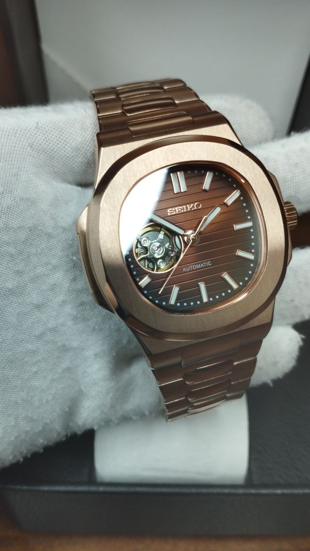 Reloj Seiko Mod Nautilus Marrón Chocolate Oro Rosa