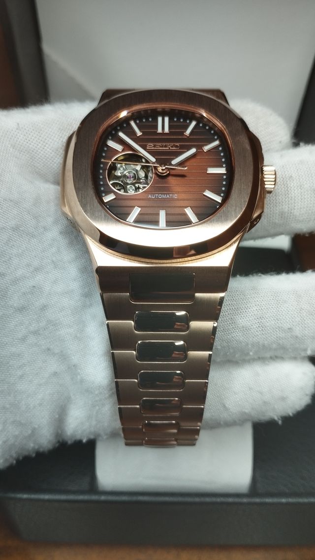Reloj Seiko Mod Nautilus Marrón Chocolate Oro Rosa