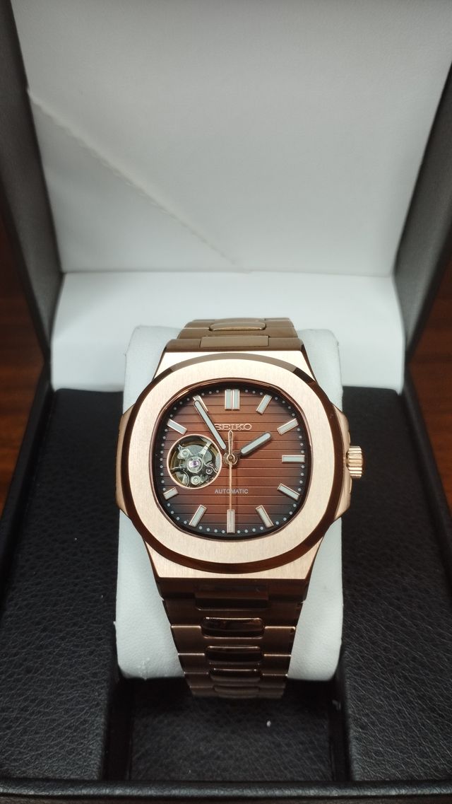 Reloj Seiko Mod Nautilus Marrón Chocolate Oro Rosa
