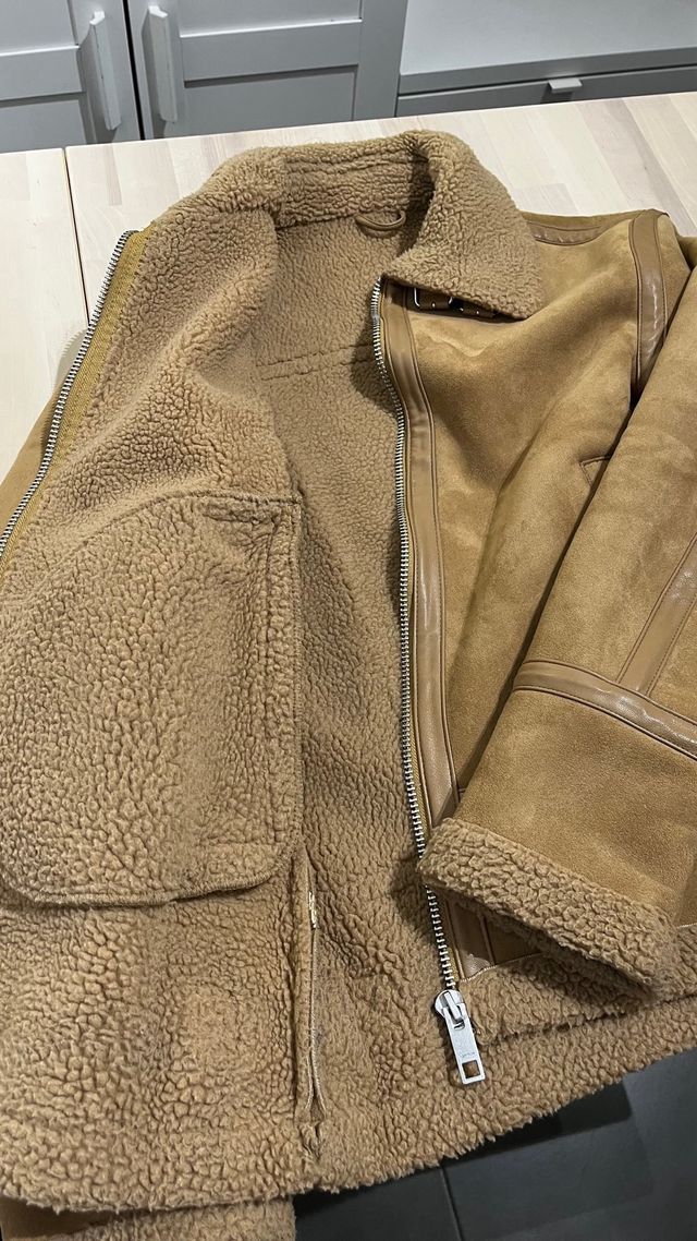 Cazadora efecto ante con borrego